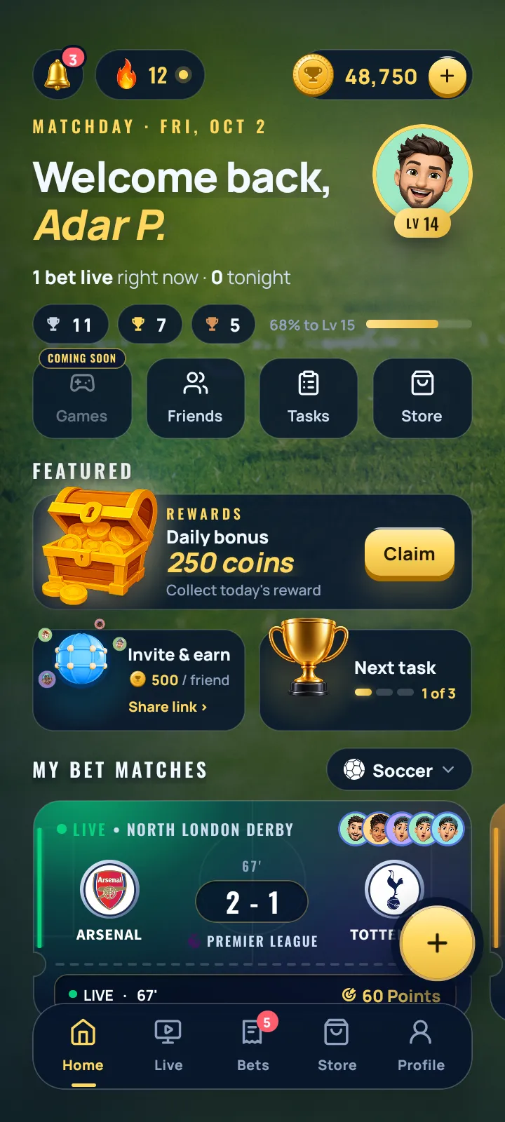 The Champ home screen