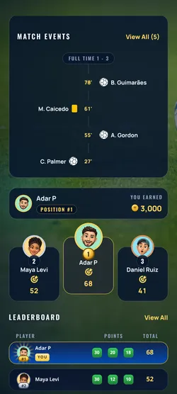 Champ app screen: Gold, silver, bronze