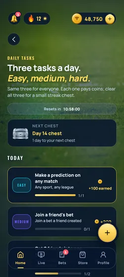 Champ app screen: New tasks every day
