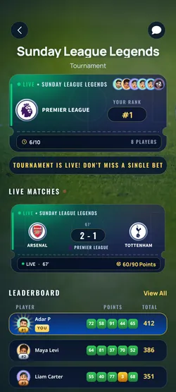 Champ app screen: Run a tournament
